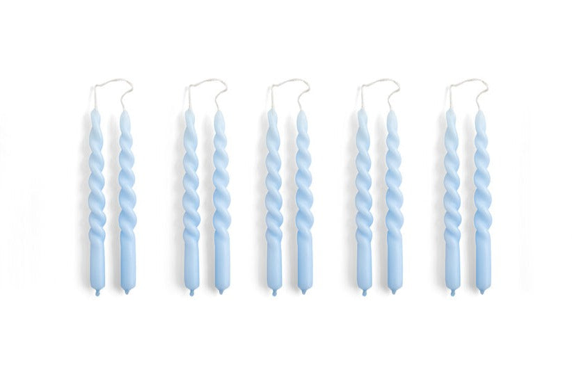 Mini Swirl stearinlys, Light Blue - 10 stk.